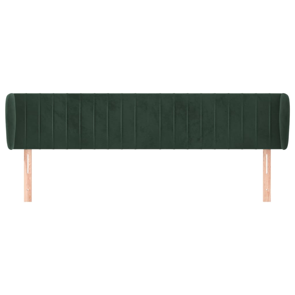 vidaXL Cabeceira de cama c/ abas veludo 163x23x78/88cm verde-escuro