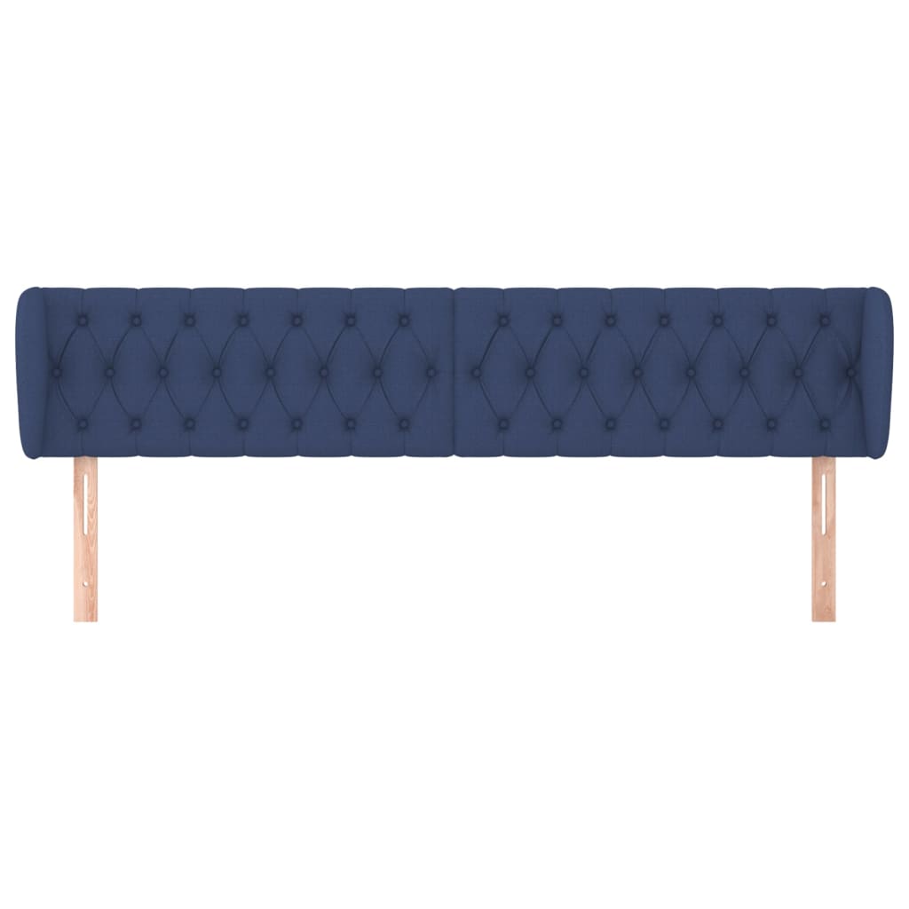 vidaXL Cabeceira de cama c/ abas tecido 183x23x78/88 cm azul