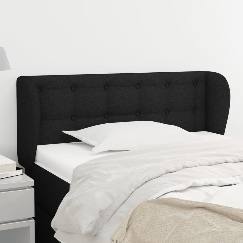 vidaXL Cabeceira de cama c/ abas tecido 83x23x78/88 cm preto