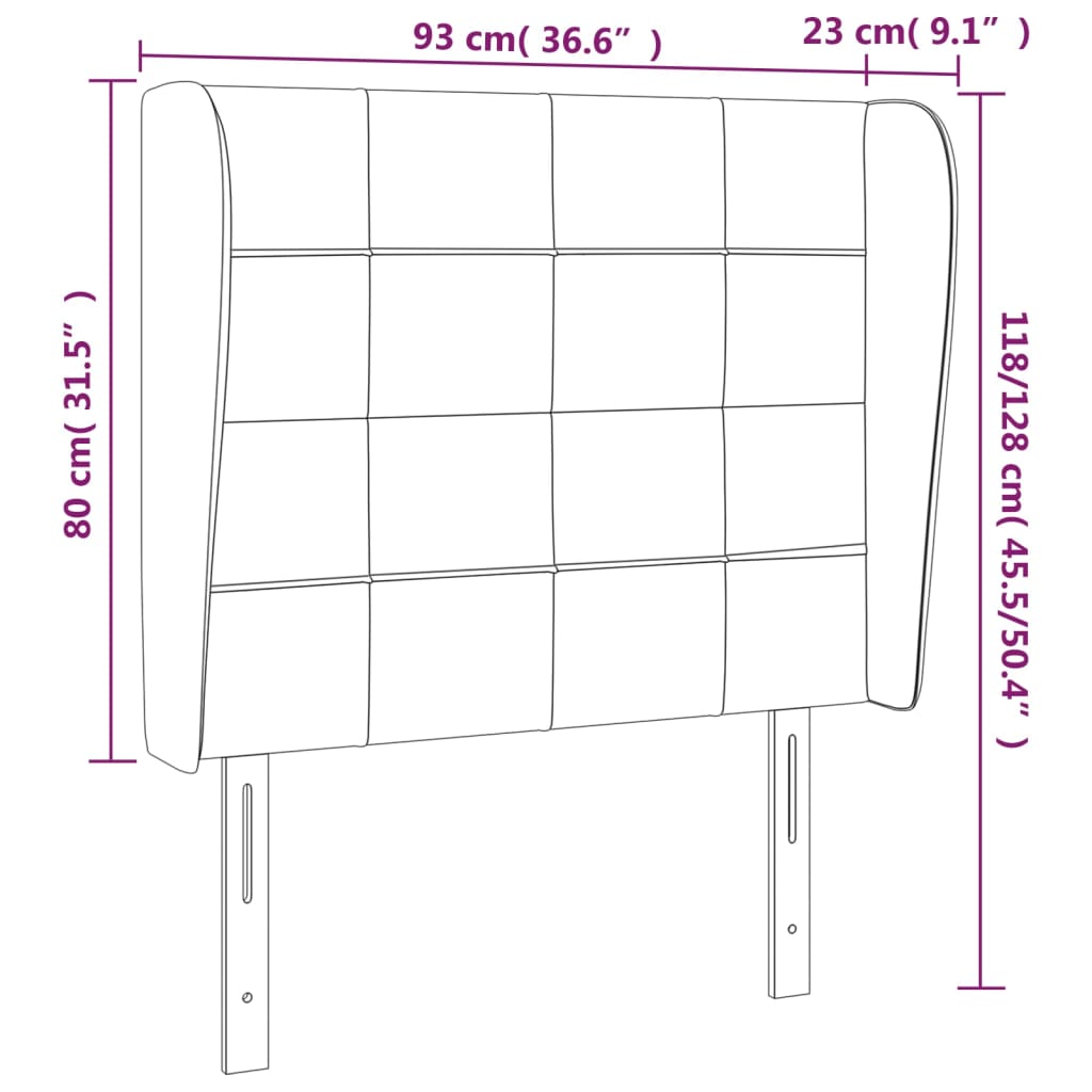 vidaXL Cabeceira cama c/ abas tecido 93x23x118/128cm cinza-acastanhado