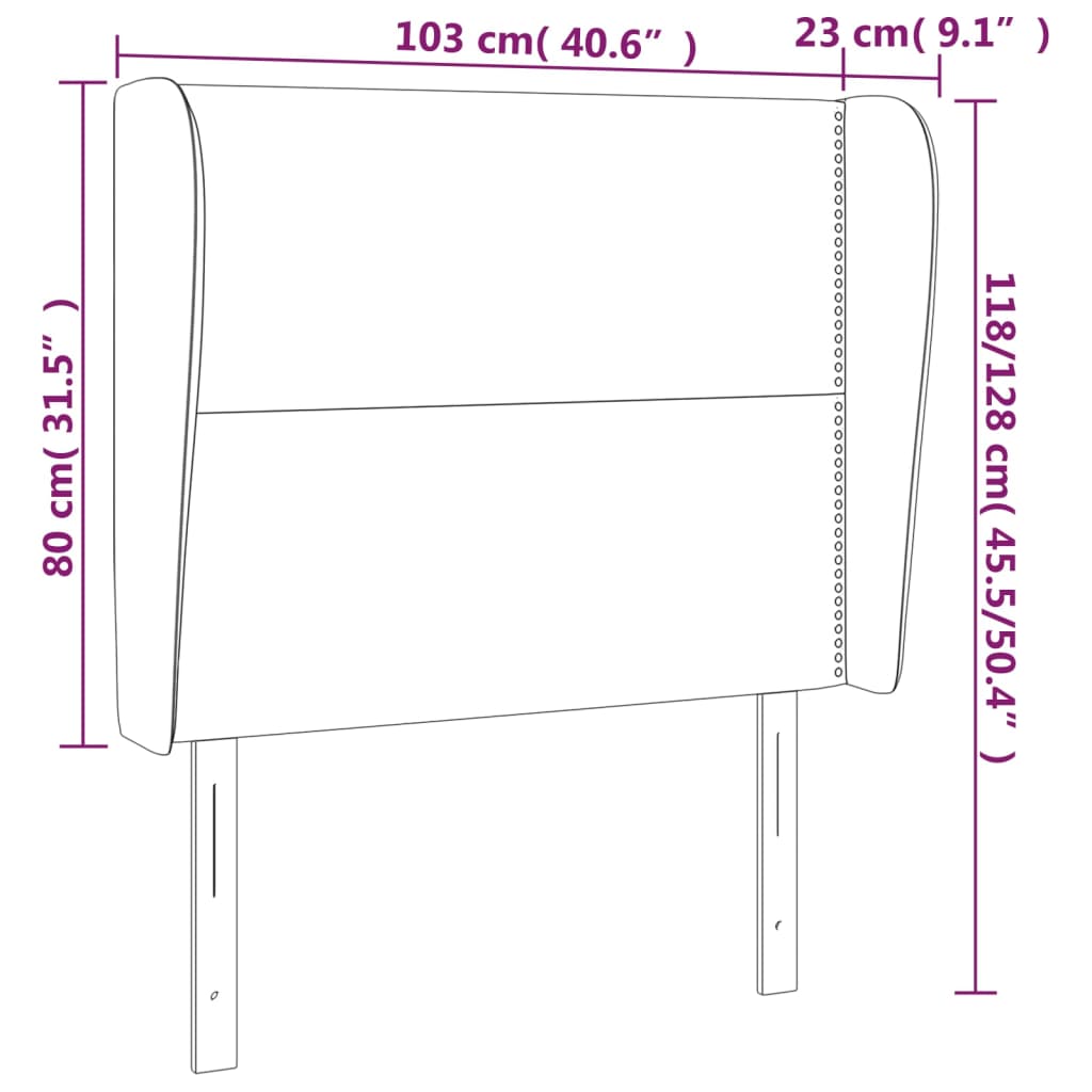 vidaXL Cabeceira de cama c/ abas tecido 103x23x118/128 cm creme