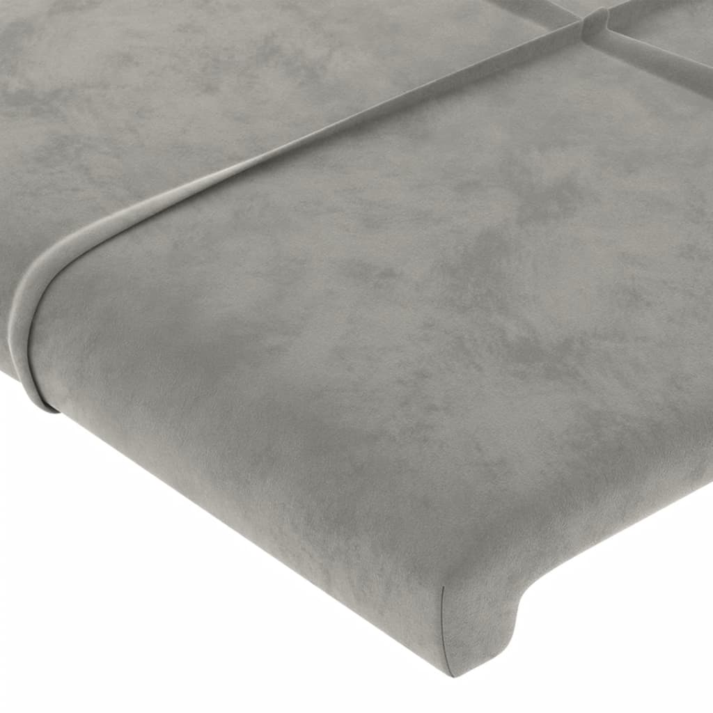 vidaXL Cabeceira cama c/ abas veludo 163x23x118/128 cm cinzento-claro