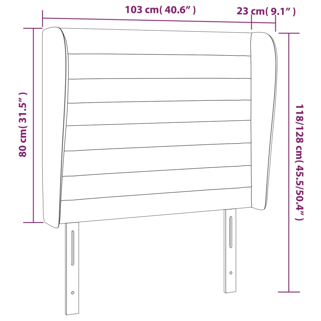 vidaXL Cabeceira de cama c/ abas tecido 103x23x118/128 cm azul