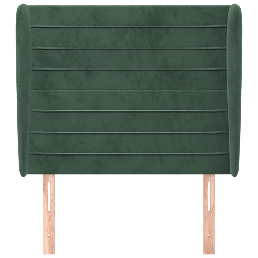 vidaXL Cabeceira cama c/ abas veludo 103x23x118/128 cm verde-escuro