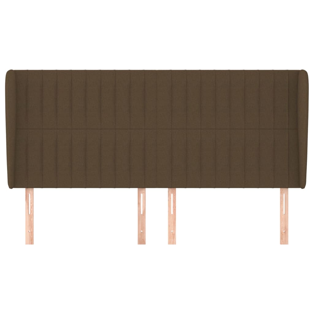 vidaXL Cabeceira cama c/ abas tecido 183x23x118/128 cm castanho-escuro