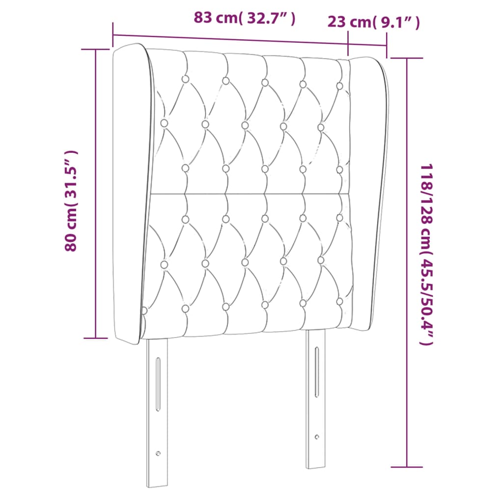 vidaXL Cabeceira cama c/ abas tecido 83x23x118/128cm cinza-acastanhado