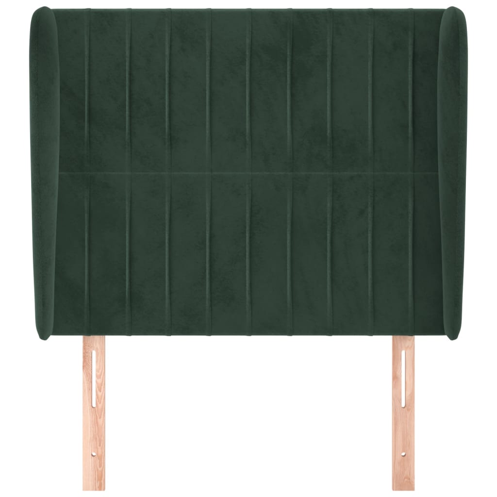 vidaXL Cabeceira cama c/ abas veludo 103x23x118/128 cm verde-escuro