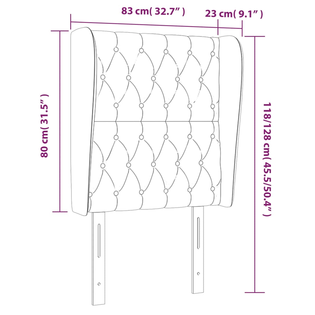 vidaXL Cabeceira cama c/ abas veludo 83x23x118/128 cm cinzento-escuro