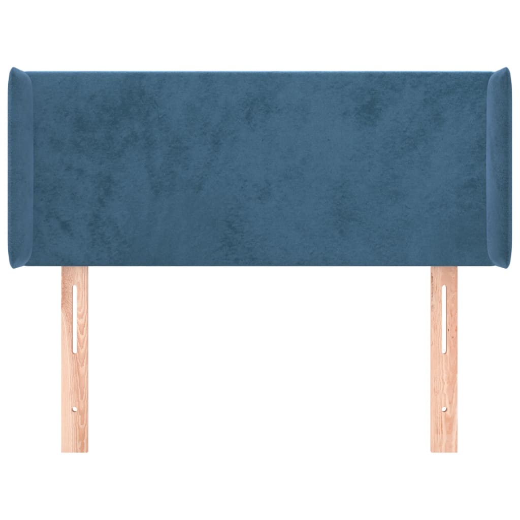 vidaXL Cabeceira de cama c/ abas veludo 83x16x78/88 cm azul-escuro