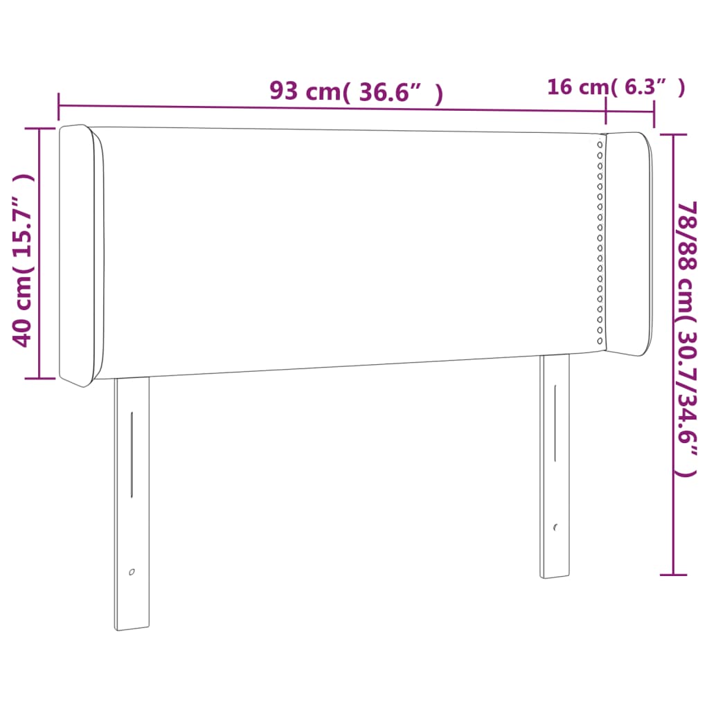 vidaXL Cabeceira de cama c/ abas tecido 93x16x78/88 cm castanho-escuro