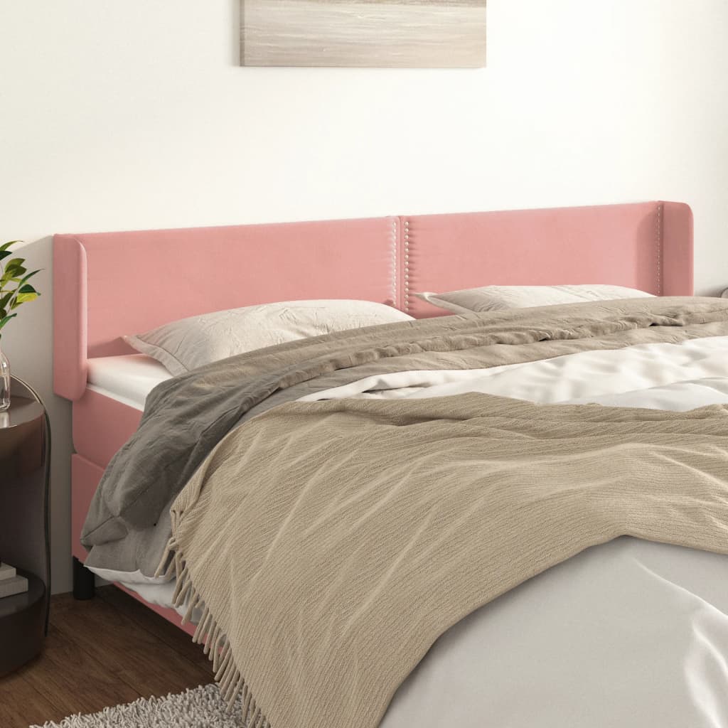 vidaXL Cabeceira de cama c/ abas veludo 163x16x78/88 cm rosa