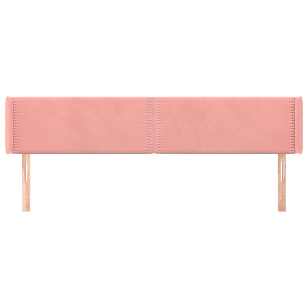 vidaXL Cabeceira de cama c/ abas veludo 163x16x78/88 cm rosa