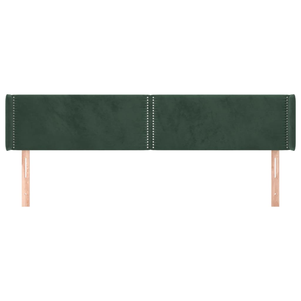 vidaXL Cabeceira de cama c/ abas veludo 183x16x78/88cm verde-escuro