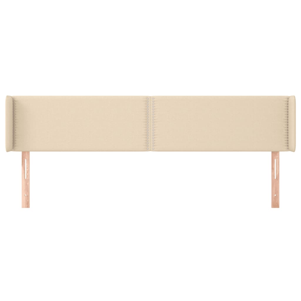 vidaXL Cabeceira de cama c/ abas tecido 163x16x78/88 cm creme