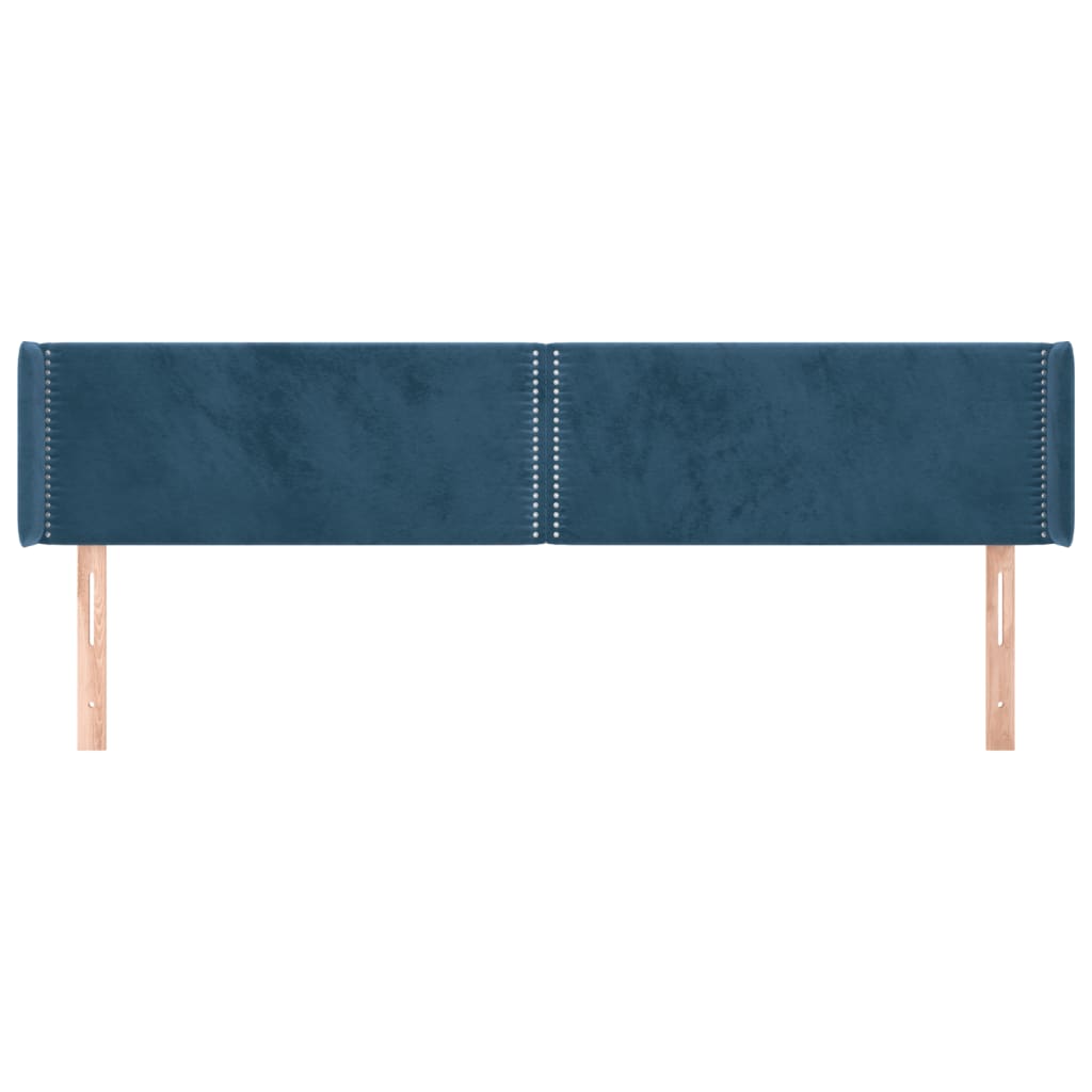 vidaXL Cabeceira de cama c/ abas veludo 203x16x78/88cm azul-escuro