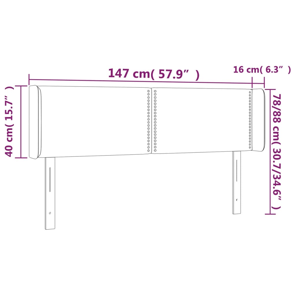 vidaXL Cabeceira cama abas couro artificial 147x16x78/88 cm cappuccino