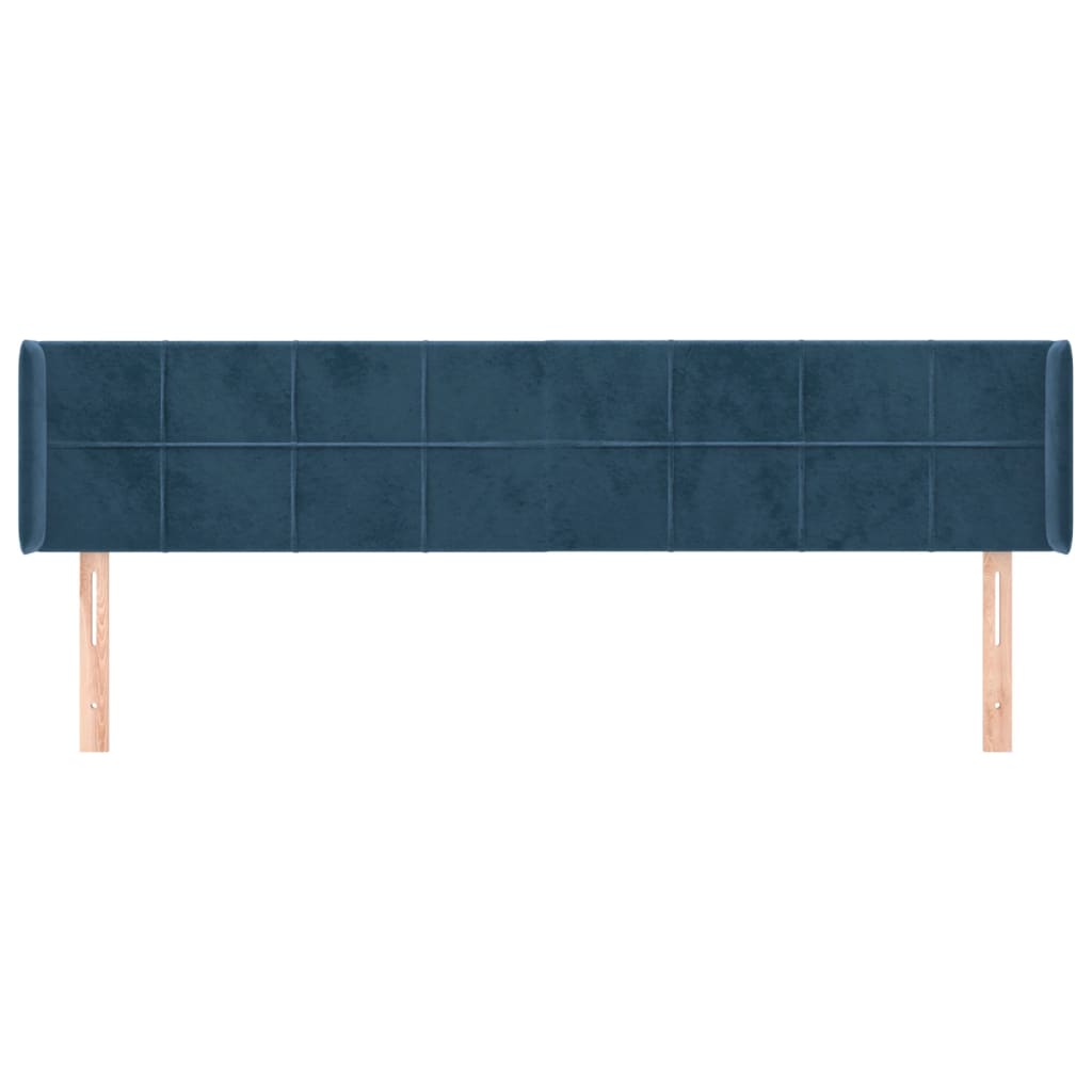 vidaXL Cabeceira de cama c/ abas veludo 203x16x78/88cm azul-escuro