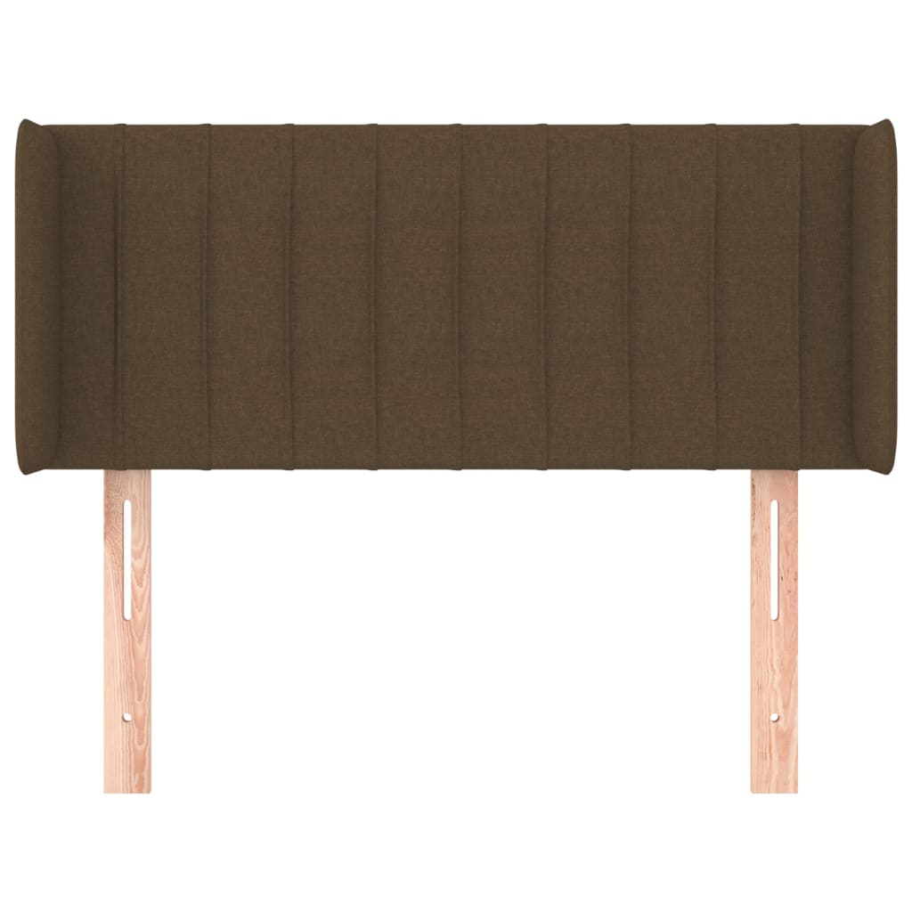 vidaXL Cabeceira de cama c/ abas tecido 83x16x78/88 cm castanho