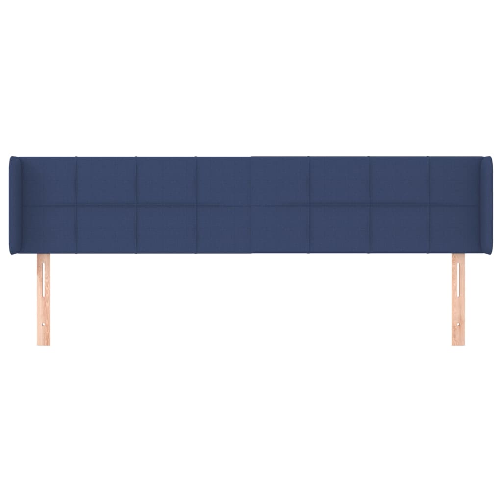 vidaXL Cabeceira de cama c/ abas tecido 203x16x78/88 cm azul