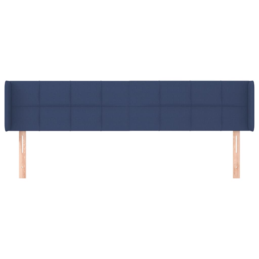 vidaXL Cabeceira de cama c/ abas tecido 163x16x78/88 cm azul