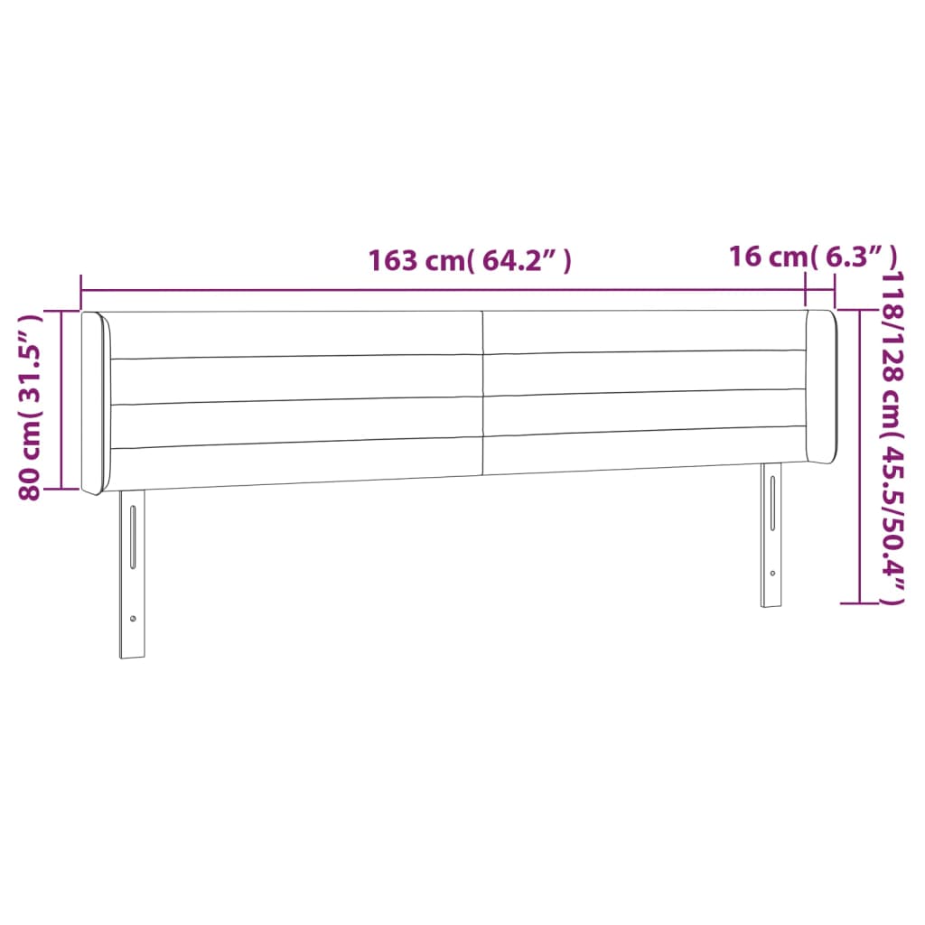 vidaXL Cabeceira de cama c/ abas tecido 163x16x78/88 cm azul