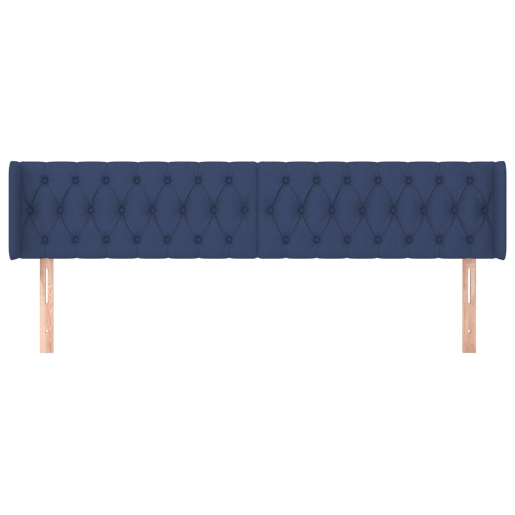 vidaXL Cabeceira de cama c/ abas tecido 183x16x78/88 cm azul