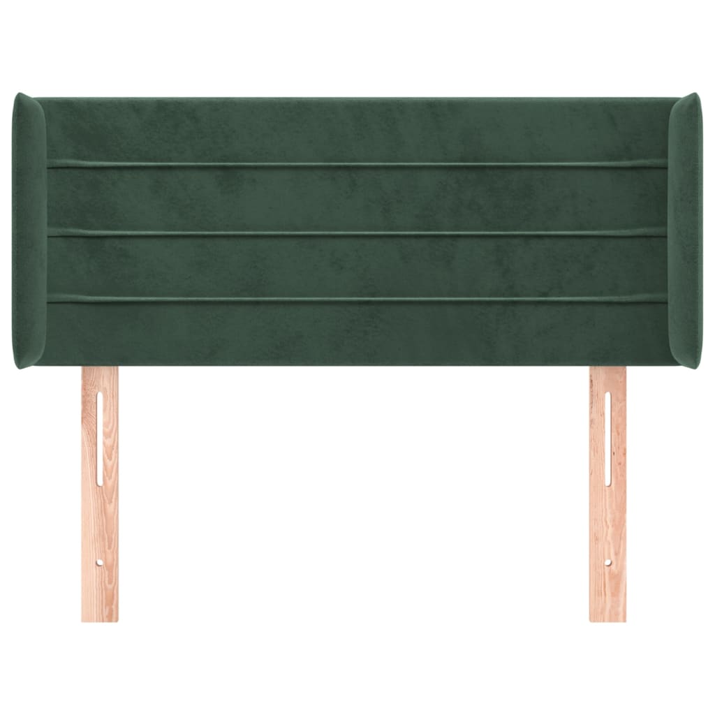 vidaXL Cabeceira de cama c/ abas veludo 83x16x78/88 cm verde-escuro