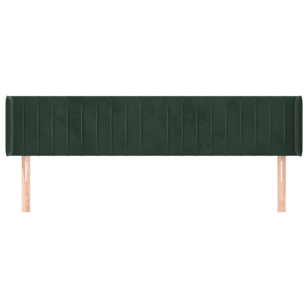 vidaXL Cabeceira de cama c/ abas veludo 203x16x78/88cm verde-escuro