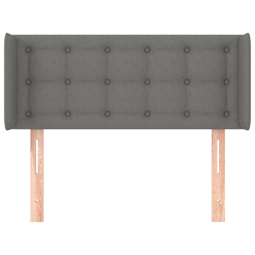 vidaXL Cabeceira de cama c/ abas tecido 93x16x78/88 cm cinzento-escuro