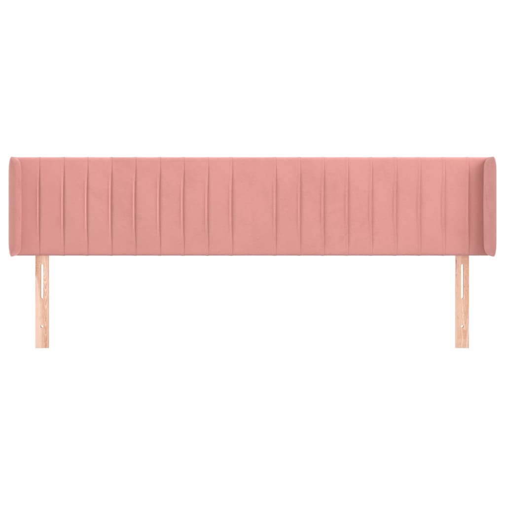 vidaXL Cabeceira de cama c/ abas veludo 203x16x78/88 cm rosa