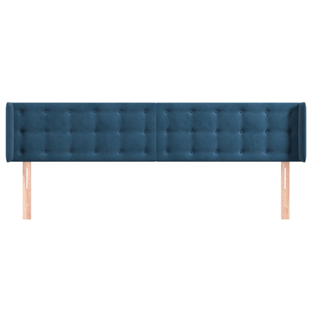 vidaXL Cabeceira de cama c/ abas veludo 163x16x78/88cm azul-escuro