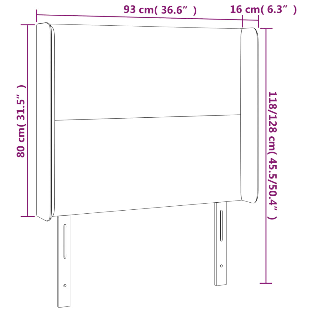 vidaXL Cabeceira de cama c/ abas couro artif. 93x16x118/12 cm preto