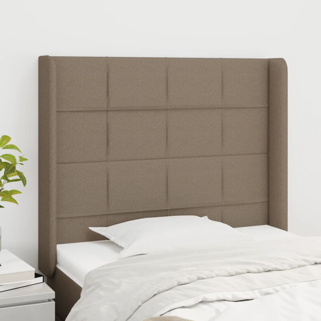 vidaXL Cabeceira cama c/ abas tecido 93x16x118/128cm cinza-acastanhado