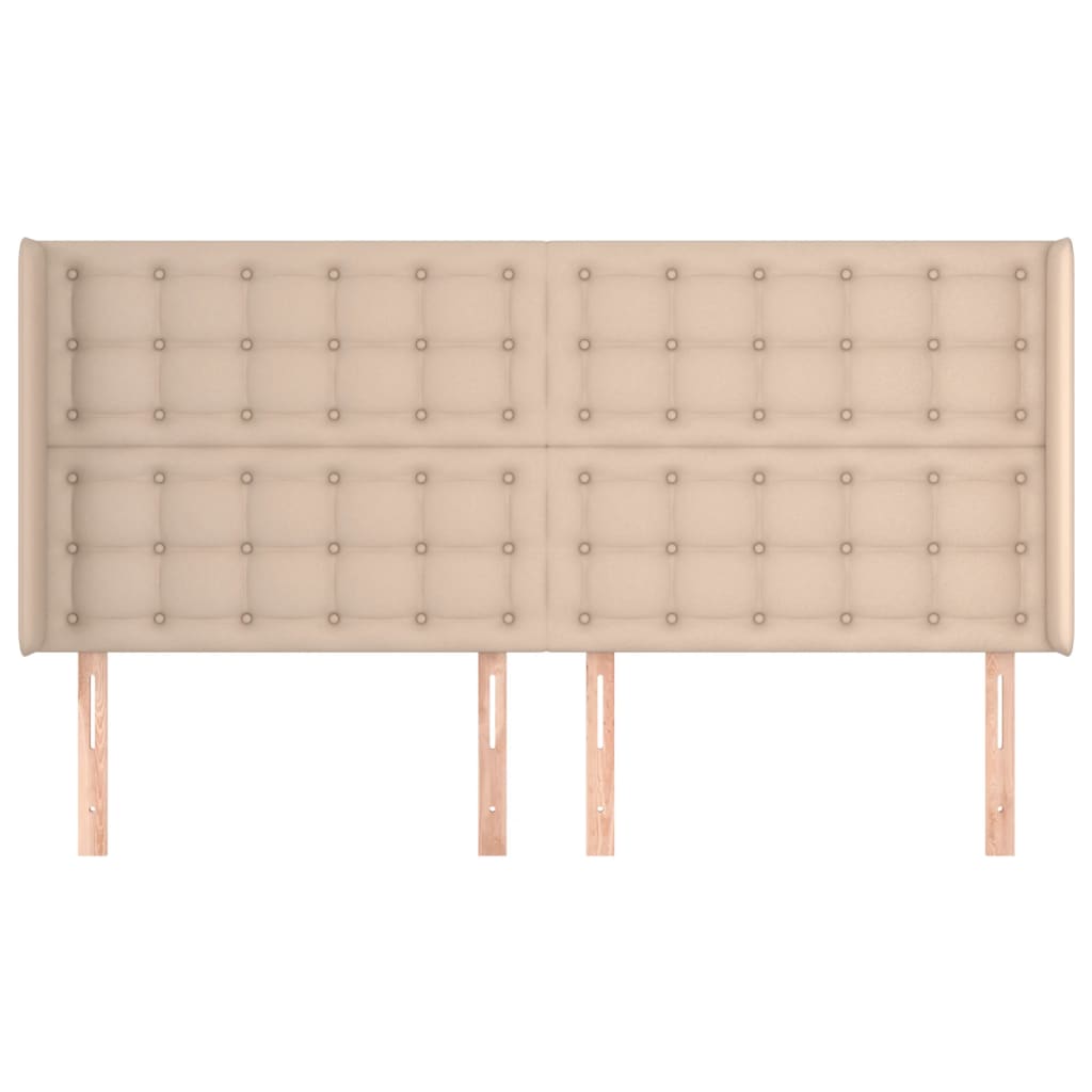 vidaXL Cabeceira cama c/ abas couro artif. 163x16x118/128cm cappuccino