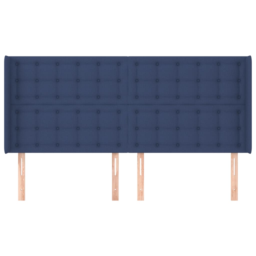 vidaXL Cabeceira de cama c/ abas tecido 183x16x118/128 cm azul