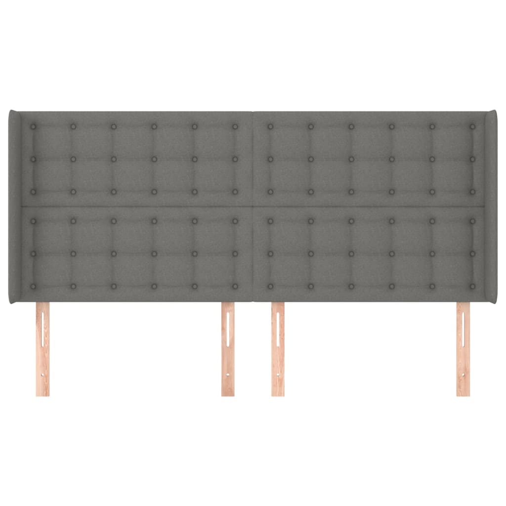 vidaXL Cabeceira cama c/ abas tecido 183x16x118/128 cm cinzento-escuro