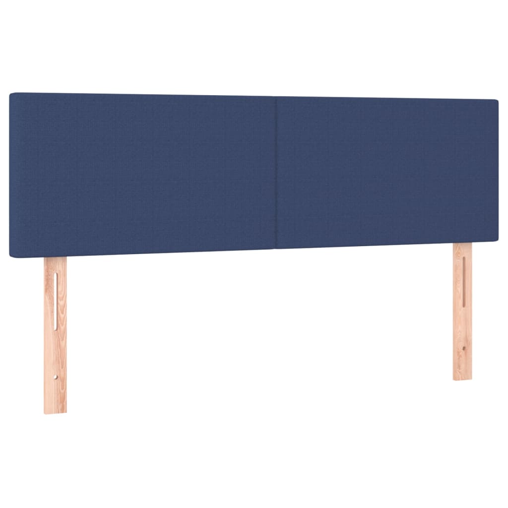 vidaXL Cabeceira de cama c/ luzes LED tecido 144x5x78/88 cm azul