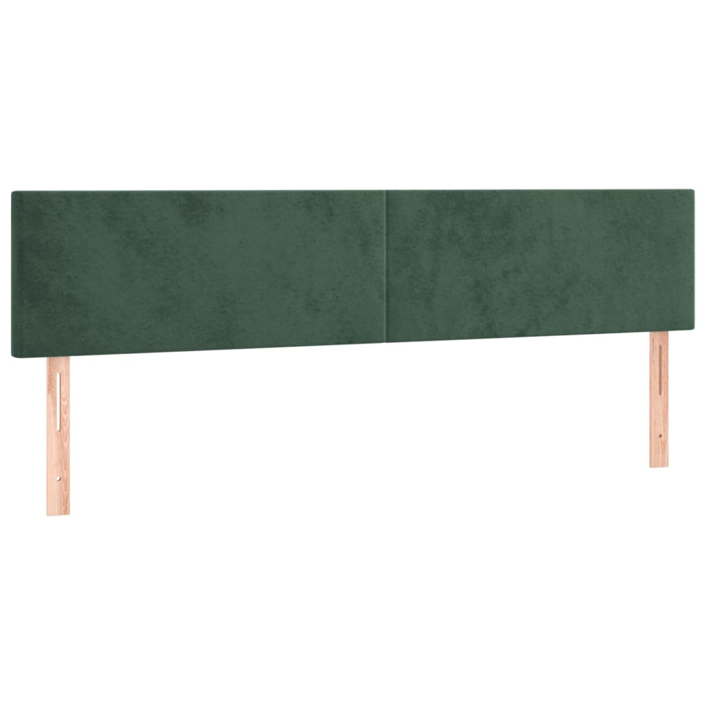 vidaXL Cabeceira de cama c/luzes LED veludo 180x5x78/88cm verde-escuro