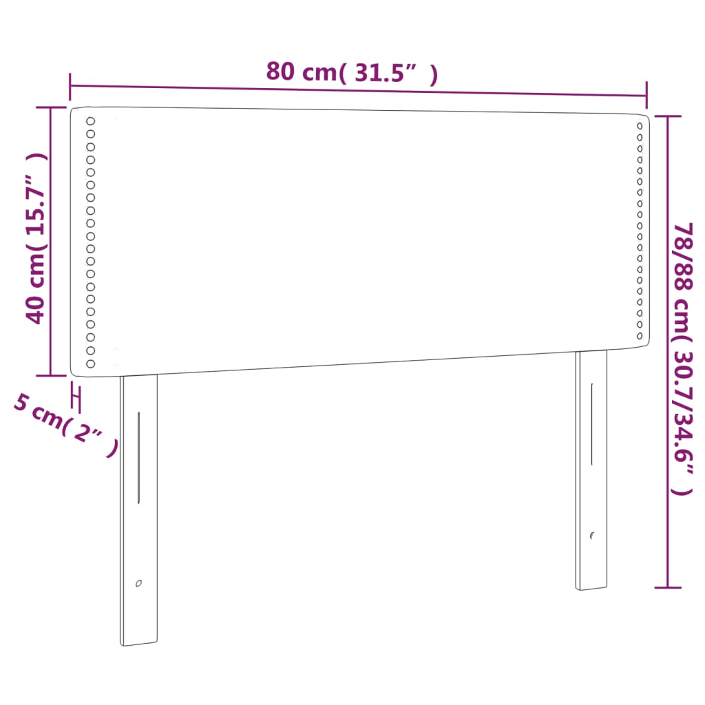 vidaXL Cabeceira de cama c/ luzes LED tecido 80x5x78/88 cm cor creme