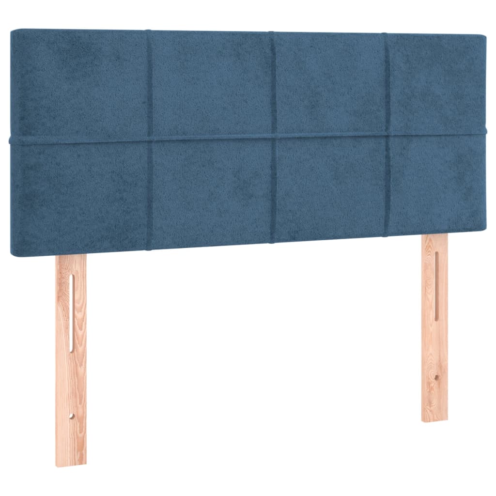 vidaXL Cabeceira de cama c/ luzes LED veludo 90x5x78/88 cm azul-escuro