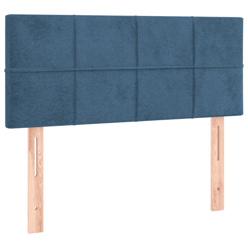 vidaXL Cabeceira de cama c/ luzes LED veludo 80x5x78/88 cm azul-escuro