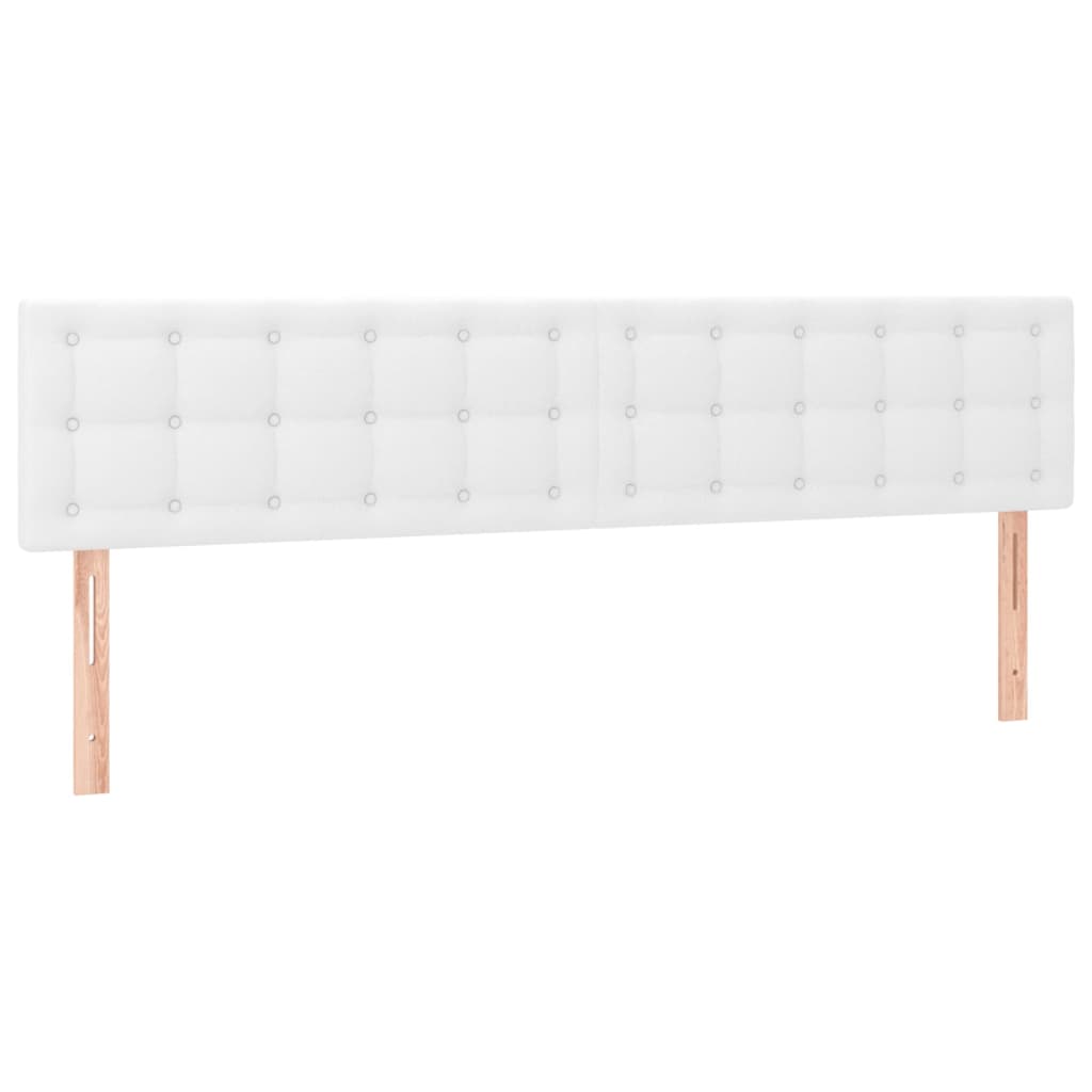 vidaXL Cabeceira de cama c/ LED couro artificial 180x5x78/88 cm branco