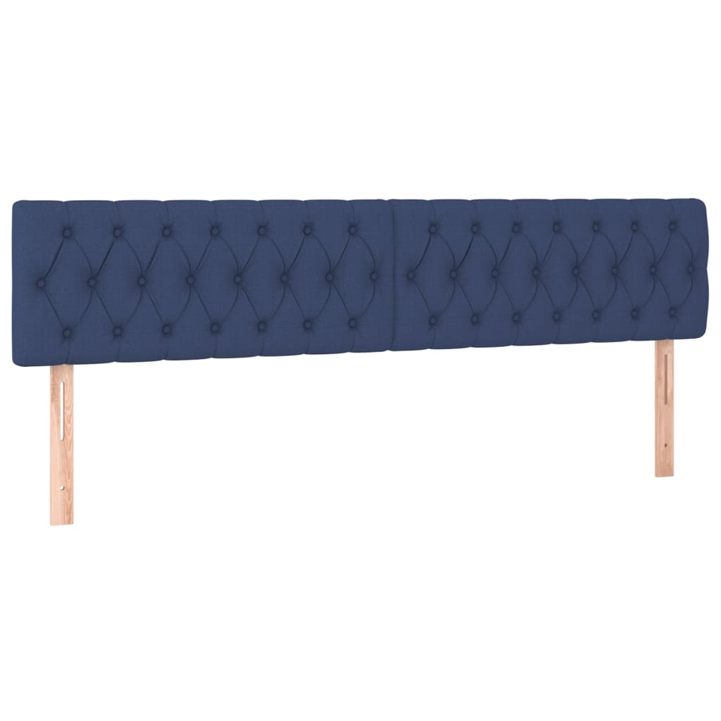 vidaXL Cabeceira de cama c/ luzes LED tecido 180x7x78/88 cm azul