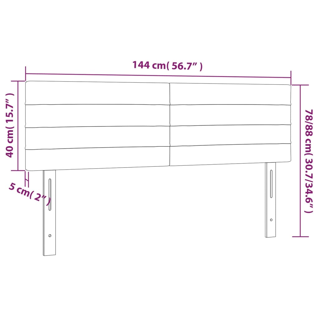 vidaXL Cabeceira de cama c/ luzes LED veludo 144x5x78/88 cm rosa