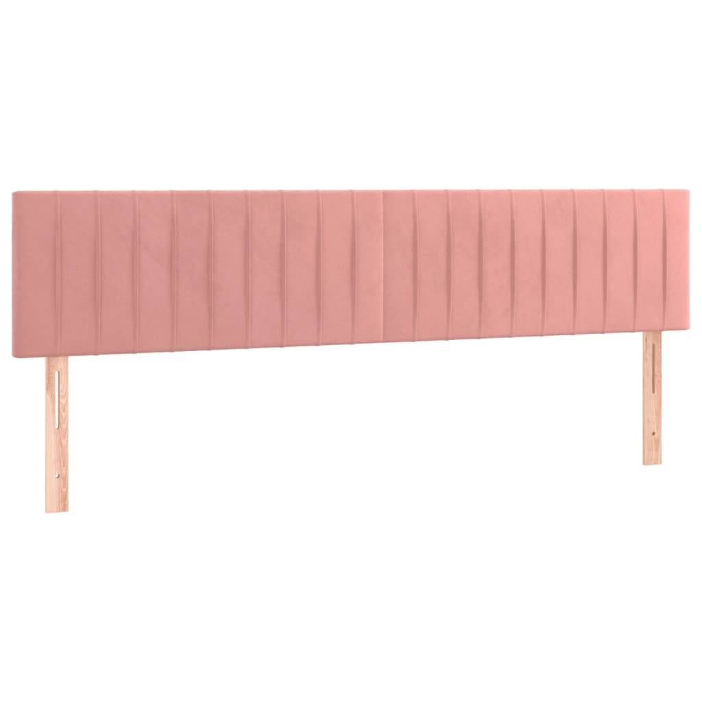 vidaXL Cabeceira de cama c/ luzes LED veludo 160x5x78/88 cm rosa