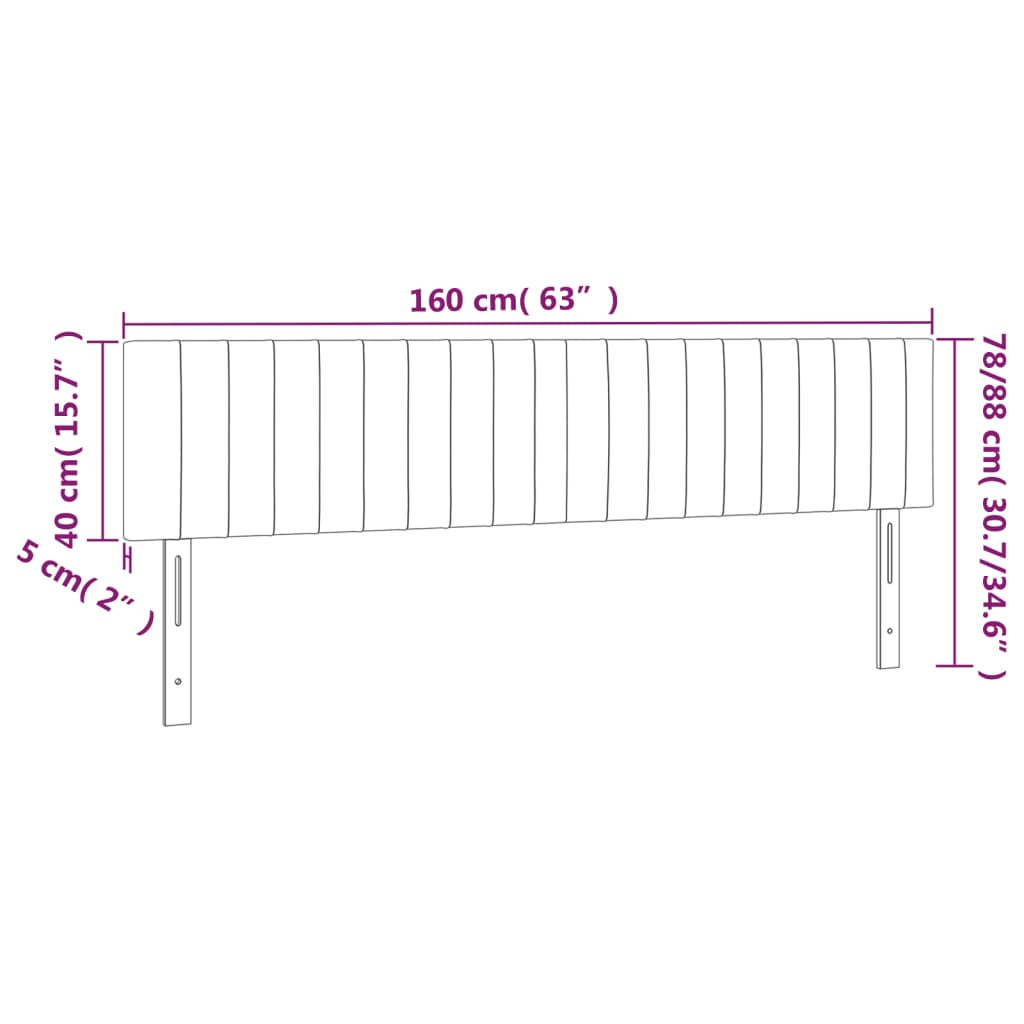 vidaXL Cabeceira de cama c/ luzes LED veludo 160x5x78/88 cm rosa