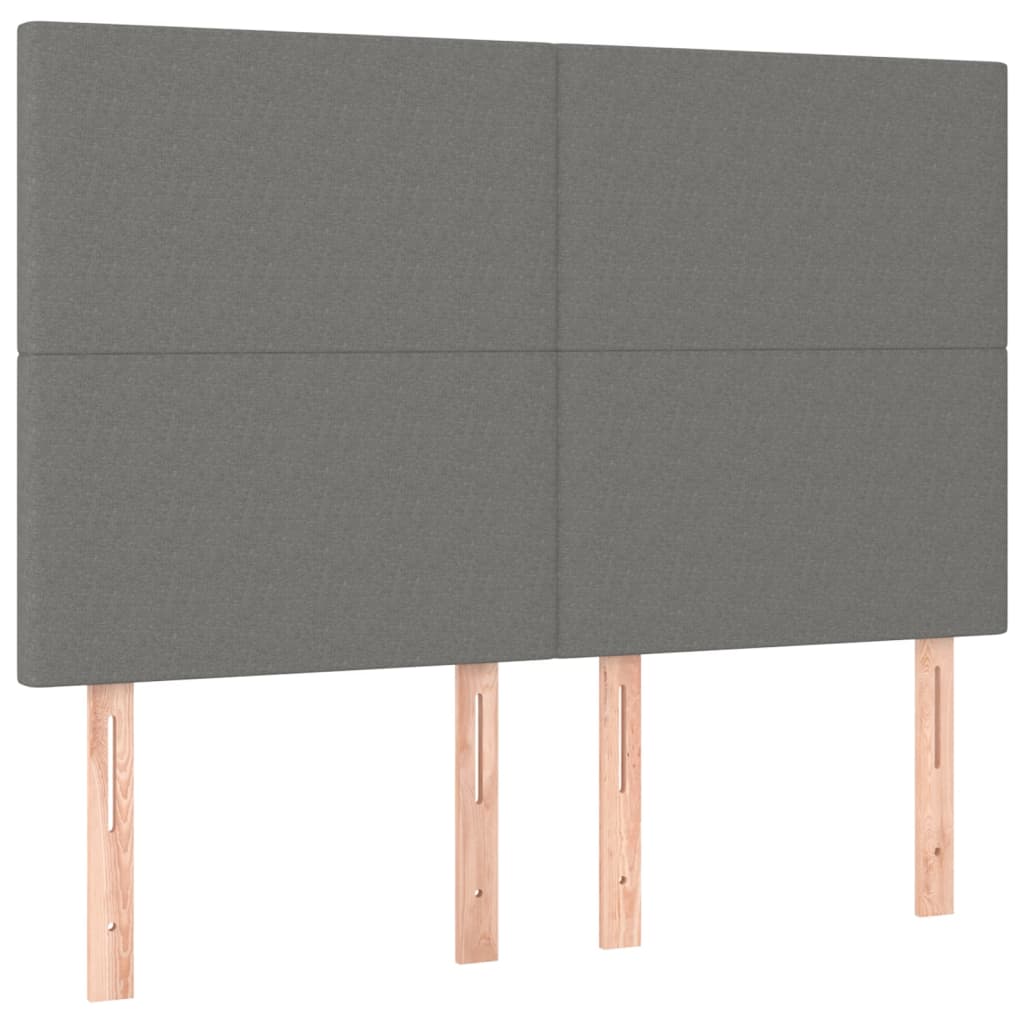 vidaXL Cabeceira de cama c/ LED tecido 144x5x118/128 cm cinza-escuro