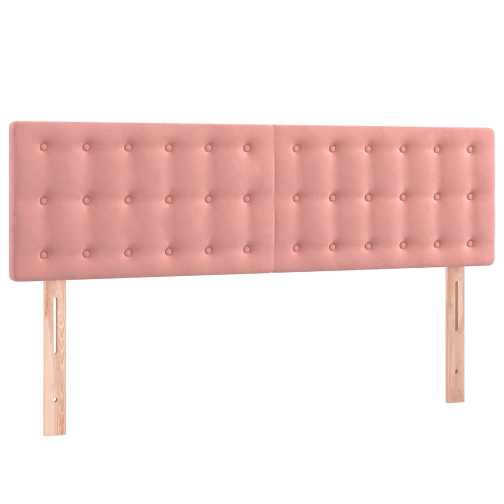 vidaXL Cabeceira de cama c/ luzes LED veludo 144x5x78/88 cm rosa