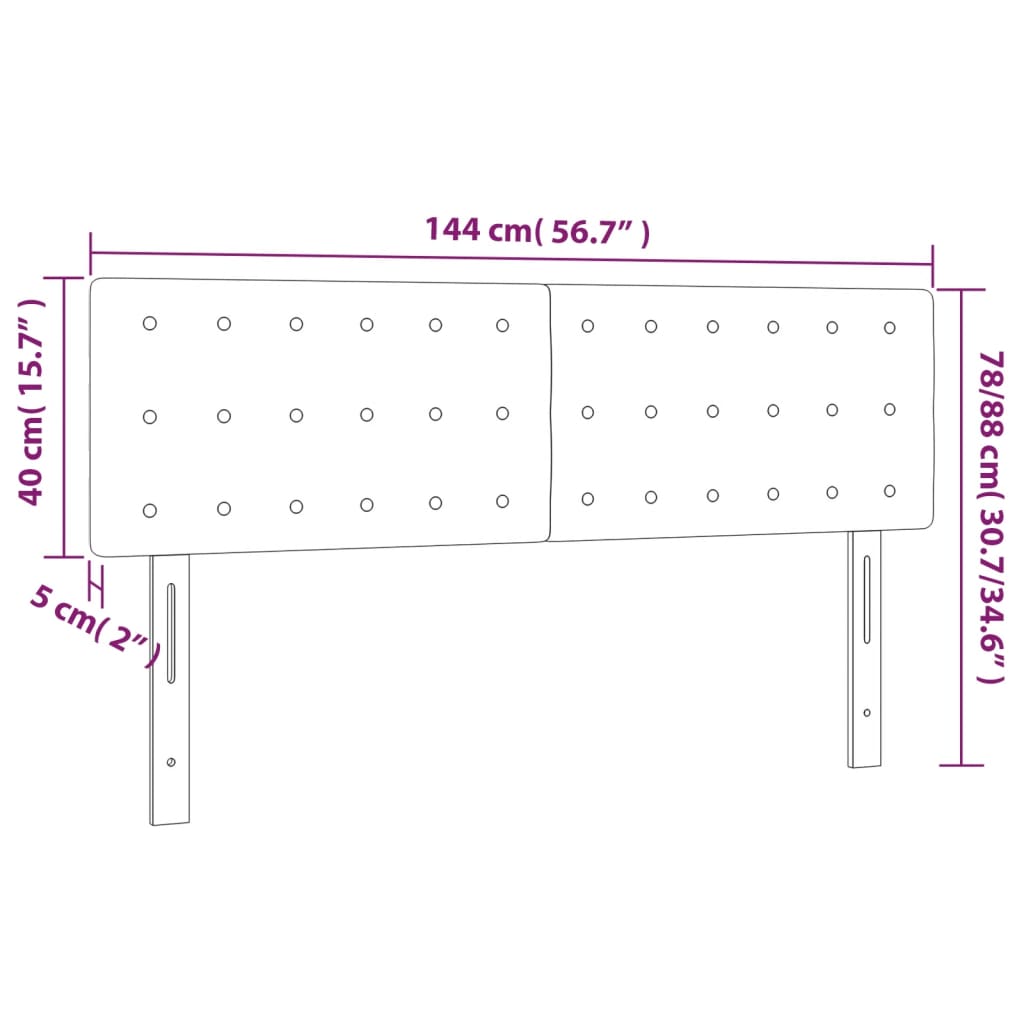 vidaXL Cabeceira de cama c/ luzes LED veludo 144x5x78/88 cm rosa