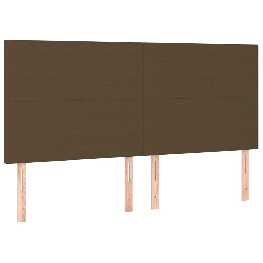 vidaXL Cabeceira de cama c/ LED tecido 200x5x118/128 cm castanho